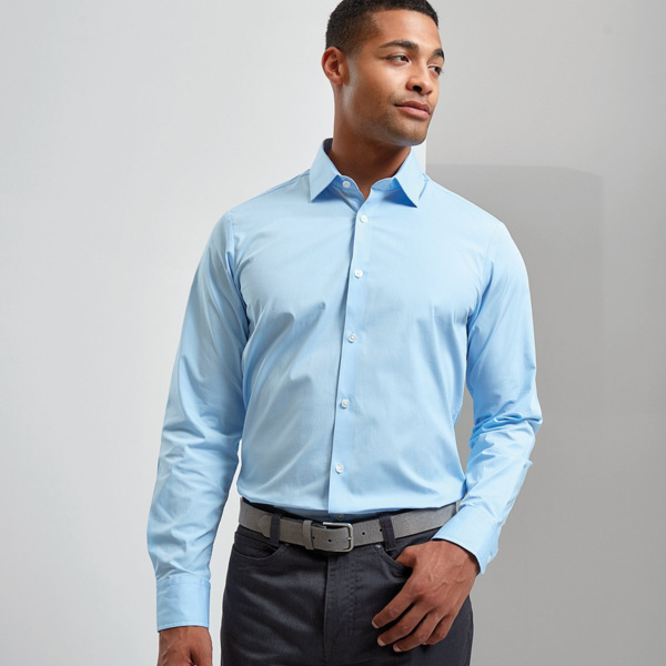 Stretch fit cotton poplin long sleeve shirt Thumbnail
